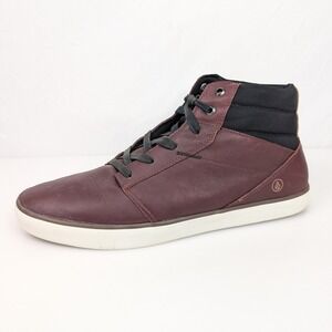 Volcom Grimm Burgundy Leather High Top Sneakers Mens 12 Leather Suede Casual